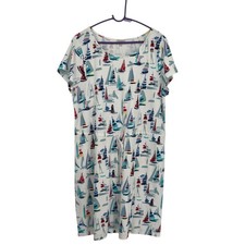 Talbots Women’s Dress XL white/multicolor accent crew neck short sleeve cotton