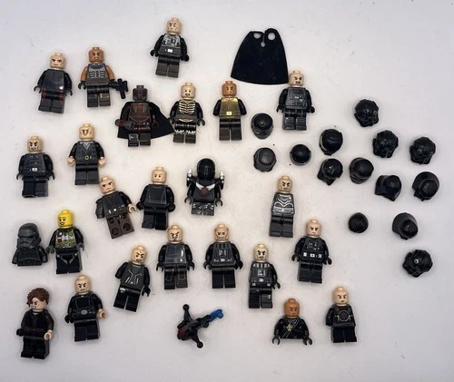 Lot of 24 Incomplete Black Lego Mini figures With Accessories- Star Wars- Others
