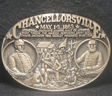 XD15171 NOS VINTAGE 1983 CHANCELLORSVILLE HOOKER JACKSON BRASS BELT BUCKLE