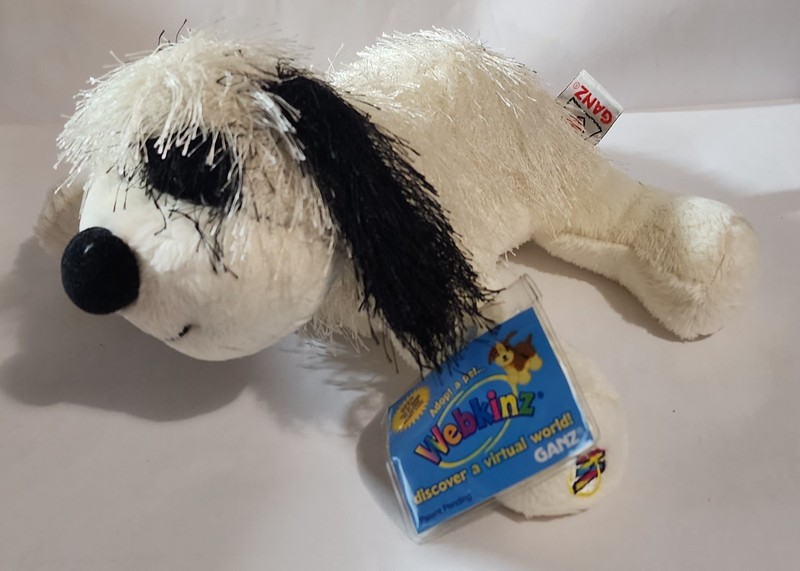 GANZ WEBKINZ PLUSH RETIRED B&W CHEEKY DOG HM192 NWT SEALED UNUSED CODE
