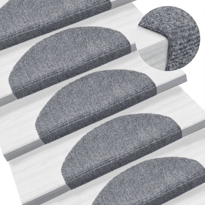 Treppenmatte hellgrau 65x21x4cm Polypropylen rutschfest maschinenwaschbar Trittfläche Pro