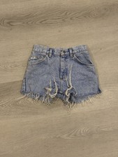 Vintage Lee Riders Distressed Cut-Off Denim Shorts High Waisted Frayed Size 12