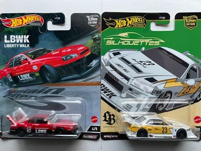 Hot Wheels x2 NISSAN SKYLINE LIBERTY WALK ER34 Super Silhouette white & Rex