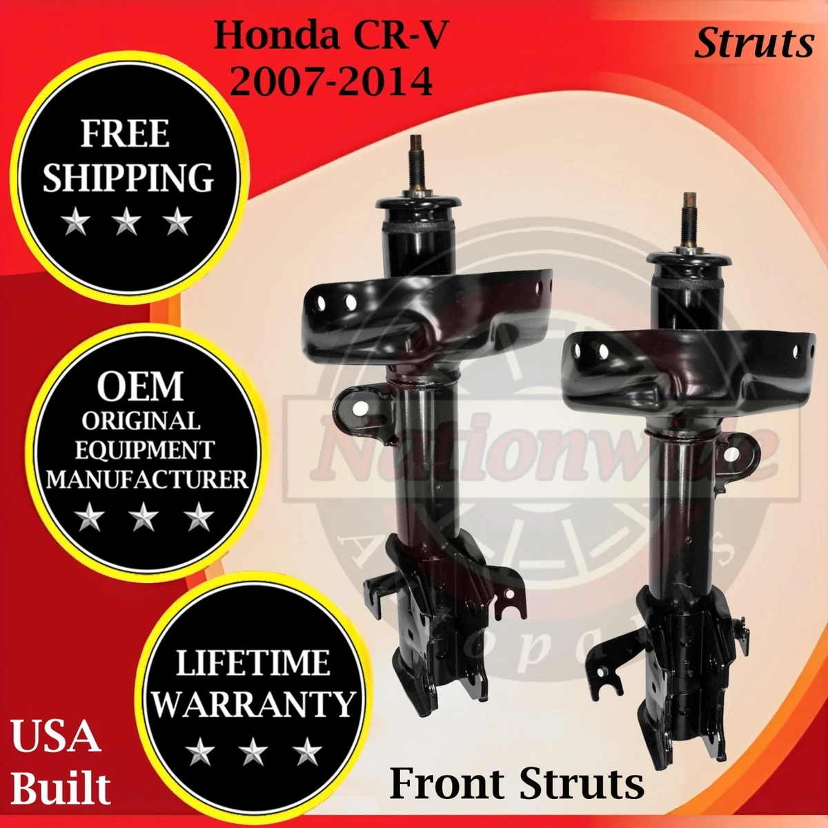 Flysak-autoparts Front Strut Assembly For 2007-2014 Honda CR-V 2.4L – Pair (Left + Right) With Coil Springs, Gas Shocks, Lifetime Warranty