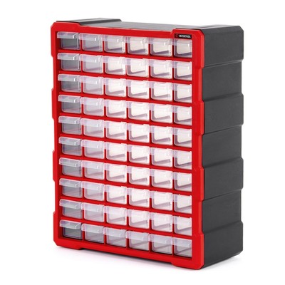 INTERTOOL Small Parts Hardware Organizer - 60 Removeable Drawer Bins & Divide...