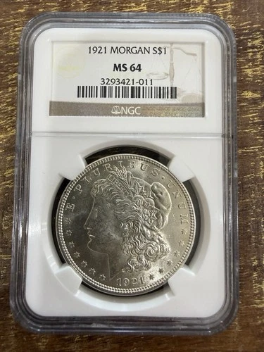 1921 Morgan Silver Dollar $1 - NGC MS64 - Brilliant Uncirculated