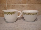 Vintage PYREX Corelle Creamer Sugar Bowl Crazy Daisy Spring Blossom Green 722