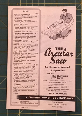#ad 1952 THE Circular Saw CRAFTSMAN operation manual table saw nice 32 Pages $8.88