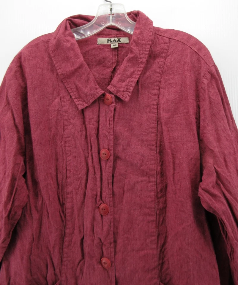Chaqueta de lino para mujer 1G Plus camisa de lino rosa Lagenlook tareas granero cabaña artística Foto 2 de 4
