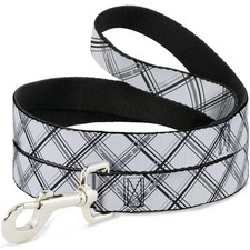 Dog Leash 6-FEET Plaid X Weathered White/Gray