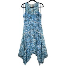 Taylor Forget Me Not Asymmetrical Blue Floral Lace Dress Whimsical Fairy Size 8