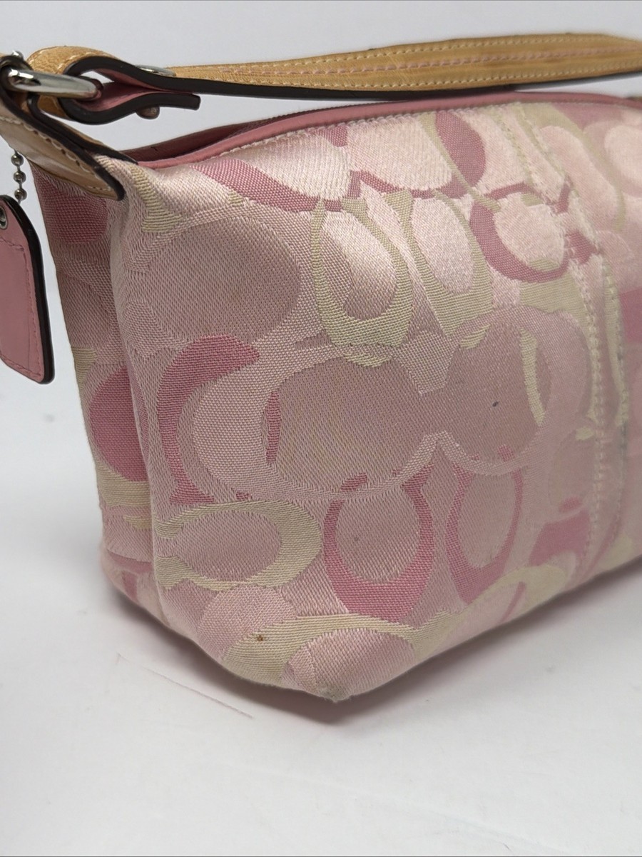 Vtg COACH Ladybug Pink Signature Pouch Shoulder Handbag Rare Soho