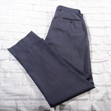 Chaps Total Comfort Blue Flat Front Polyester Blend Mens Dress Pants 32x30
