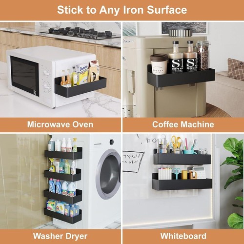 4 Pack Magnetic Spice Bottle Rack Organizer Storage Shelf for Refrigerator Oven - Picture 12 of 24