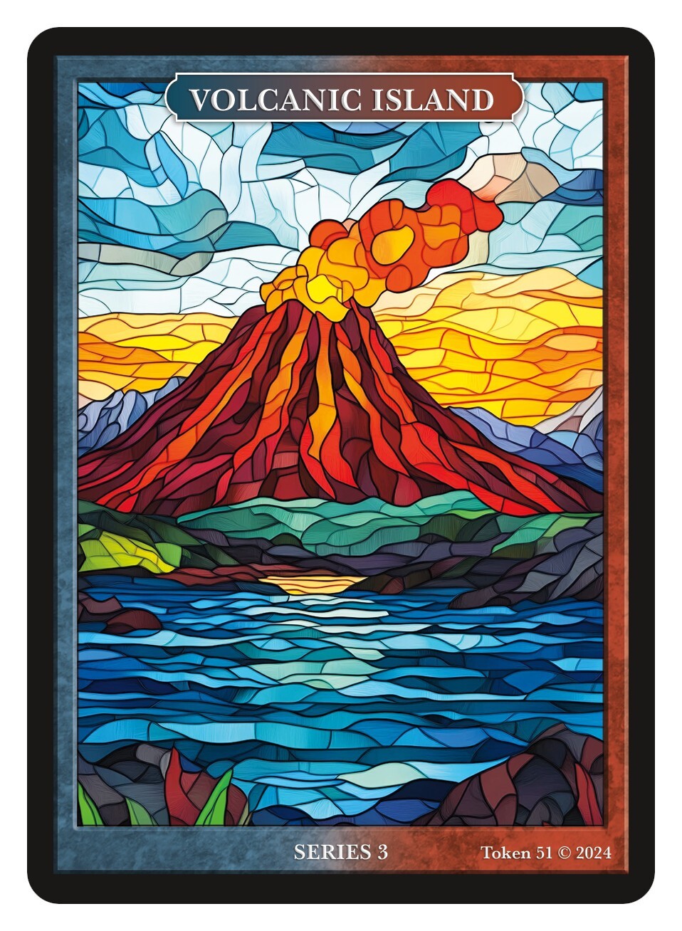 Volcanic Island  Stained Glass Token Givememana Tokens Magic the Gathering