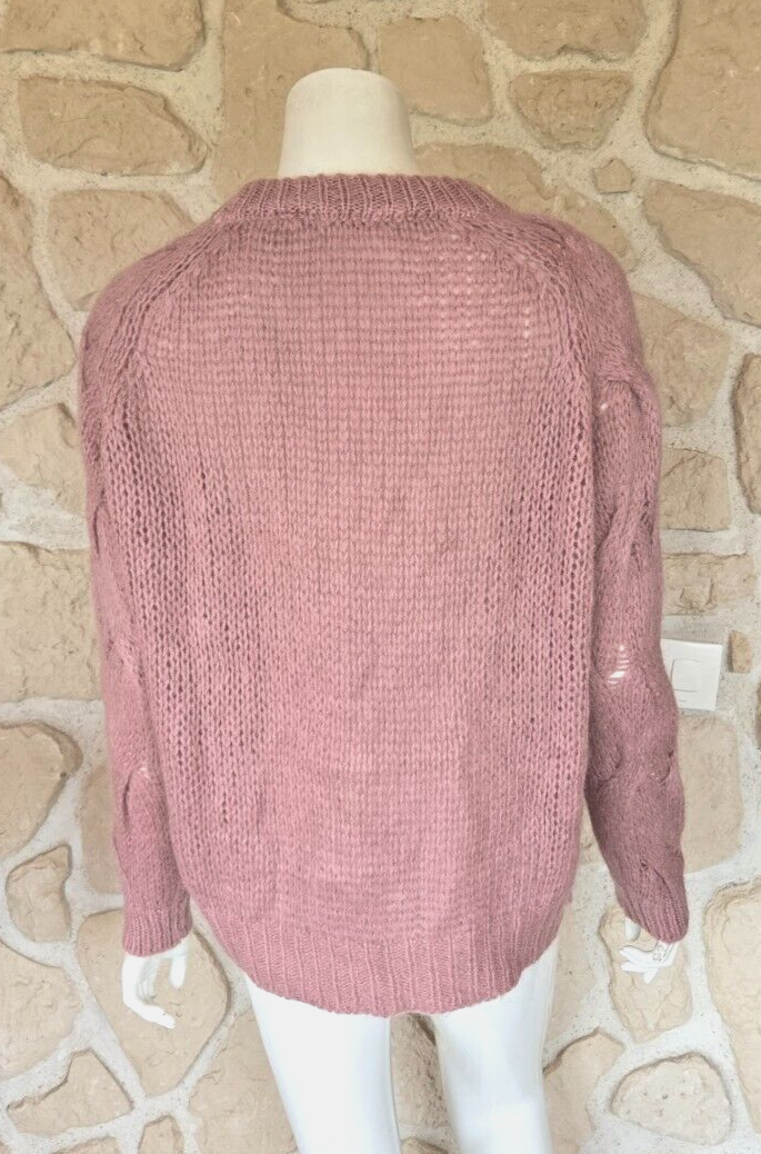Pull Col V Femme Talia Benson - Rose Taille Unique En Laine Et Mohair - Neuf Avec étiquettes