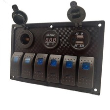 Kippschalter Panel 2USB 12V für Auto SUV Marine RV Truck Camper 6 Gang ON-OFF