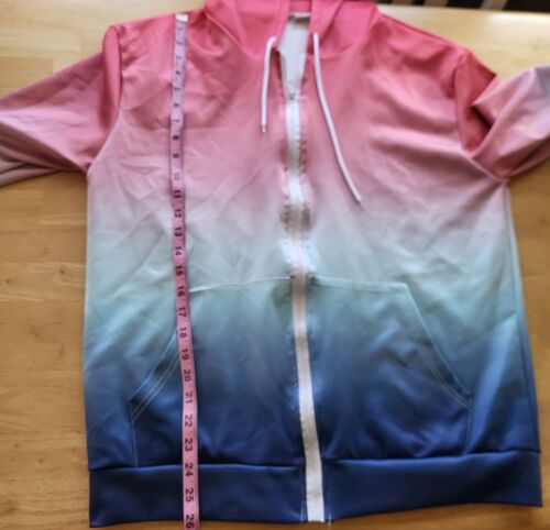 Youth Color Block Sweatshirt Loose Fit Hoodie Full Zip Size 2XL XXL - Picture 6 of 7