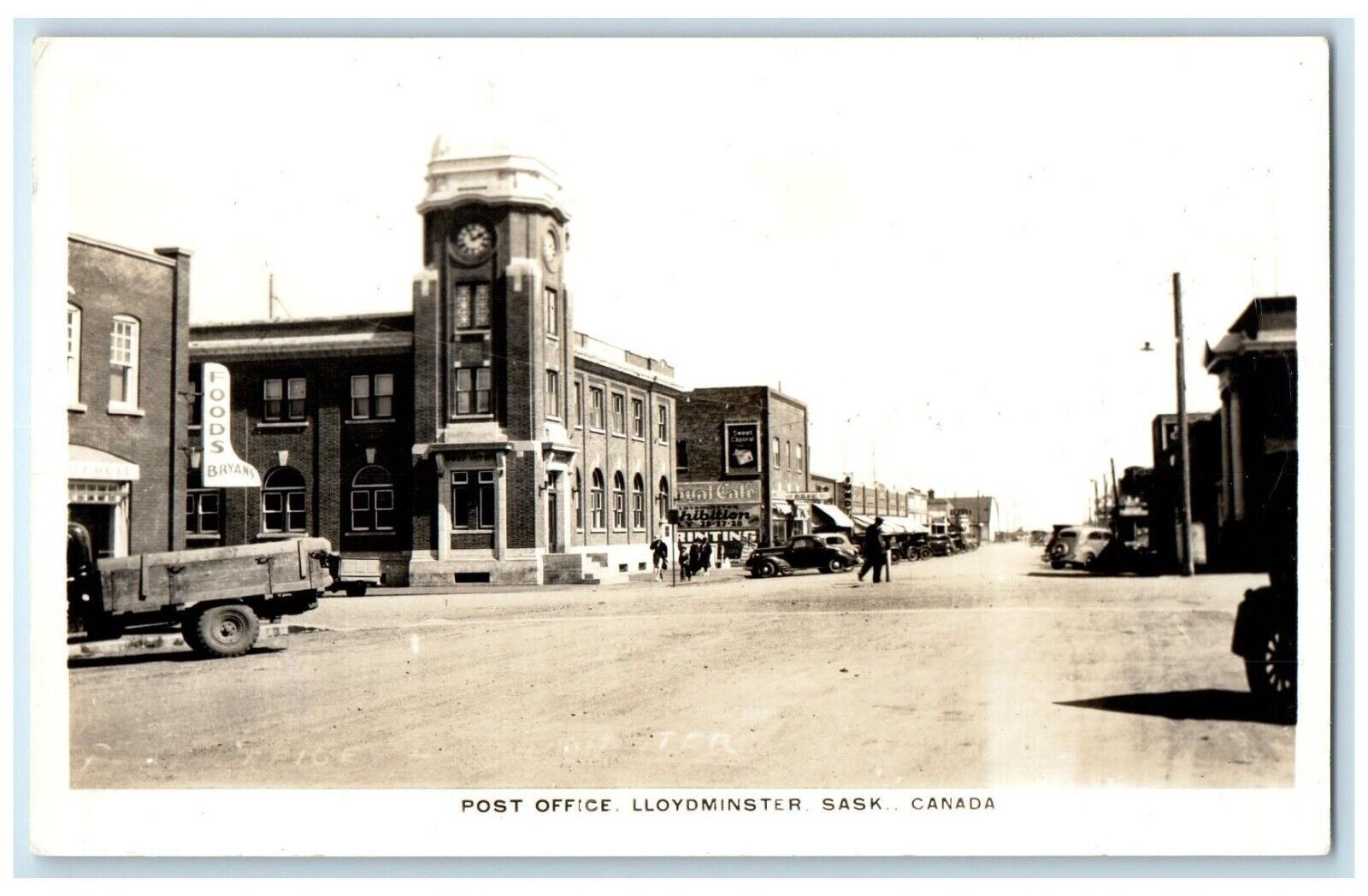 Foto postal de la oficina de correos de 1940 Lloydminster Saskatchewan Canadá RPPC