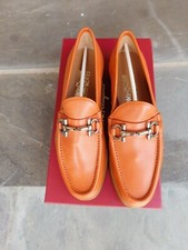 NIB Salvatore Ferragamo Mason Leather Loafers Flats Punch Burnt Orange Sz 7.5
