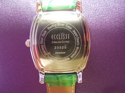 Ecclissi Sterling Silver Lime Green Alligator Crocodile Design Leather Band 35mm Ecclissi Sterling Silver Lime Green Alligator Crocodile  main image 3