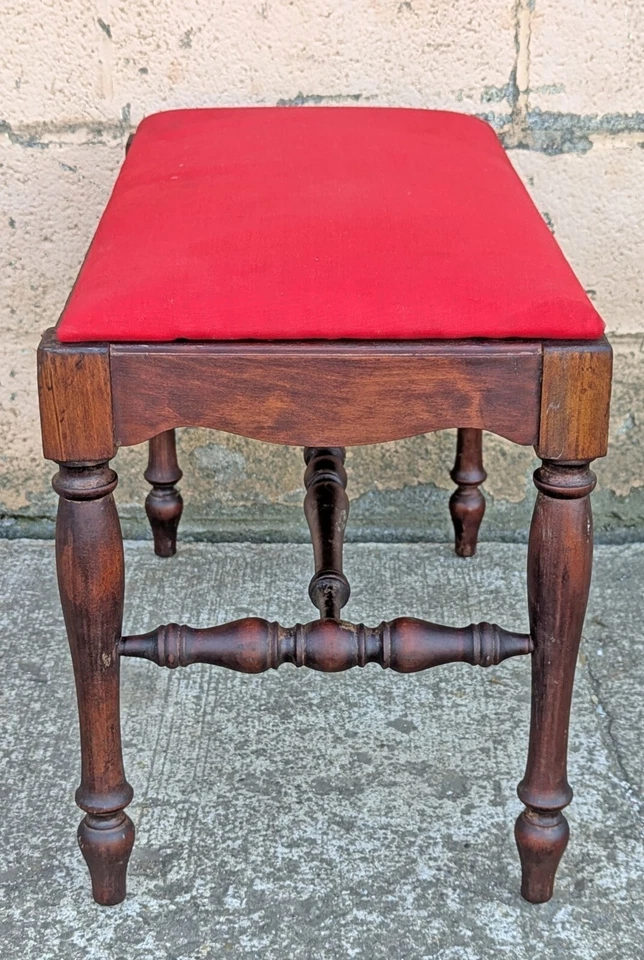 Старинная винтажная старая викторианская деревянная скамейка ножной табурет османская подставка - Изображение 4 из 4