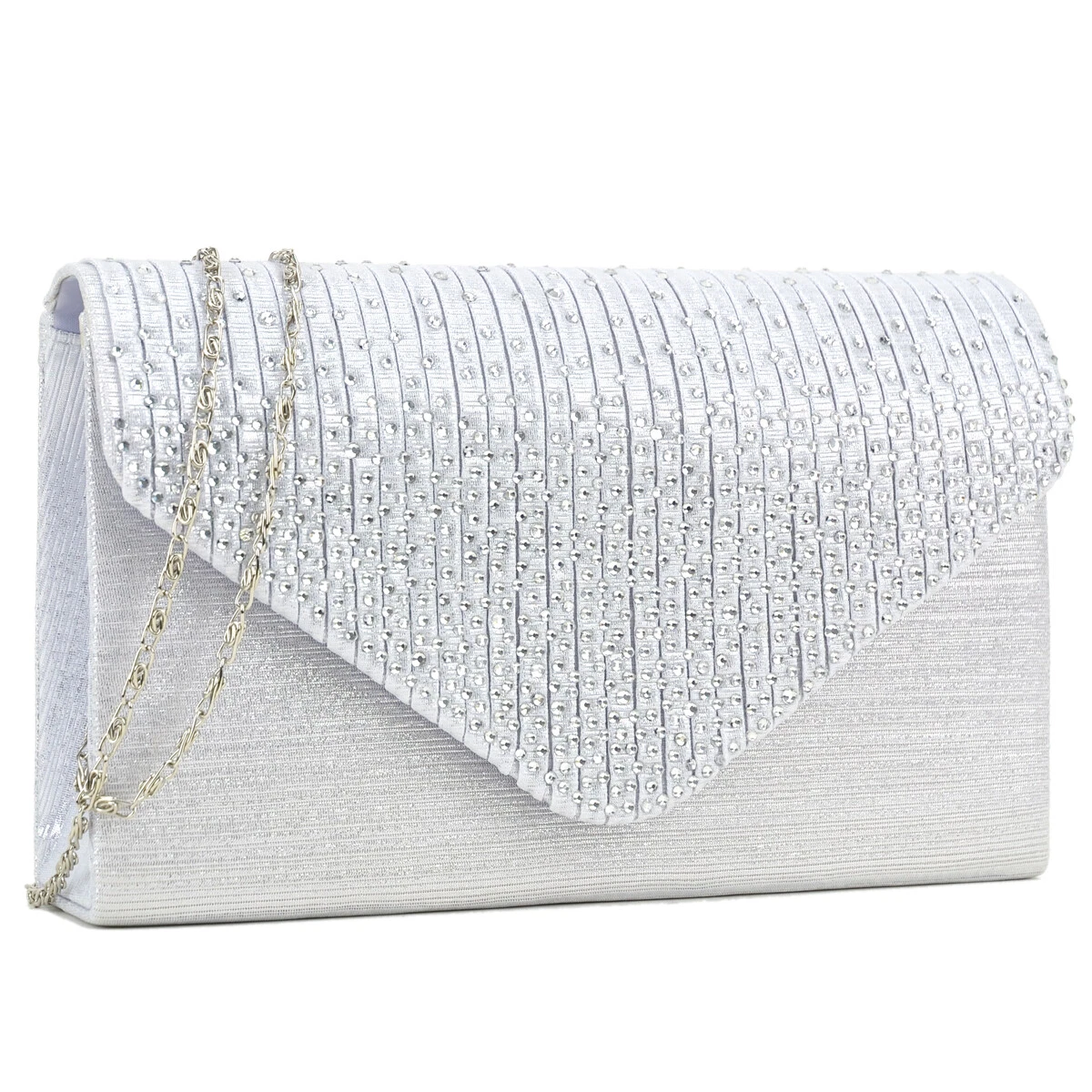 Dasein Bolso Bandolera Pequeño Para Mujer, Bolso De Mano Para Boda, Baile De Graduación, Fiesta Con Doble Correa De Cadena, Flor Blanca, M
