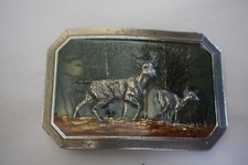 Vintage 1976 Enamel Great American Buckle Co Deer Buck Doe Belt Buckle Hunting