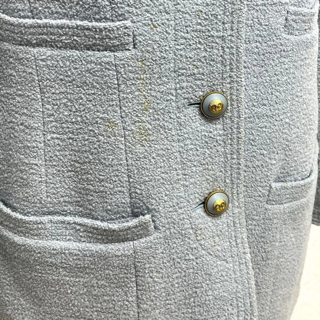 Giacca Chanel 93A lana cocco orlo bottoni catena tweed senza colletto moda donna