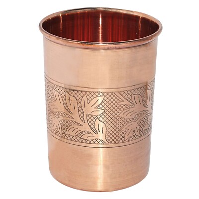 Copper Steel Tumbler Glass Handcrafted Flower Finish Cups Mug Serving Drinking