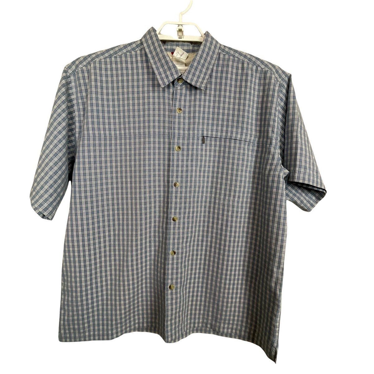 シャツ THE NORTH FACE M'S FROST S/S SHIRTS 5FT1773 The North Face Men's XL Blue White Plaid Short Sleeve Button