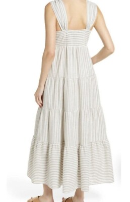 Madewell Striped Tiered Maxi Dress Hemp Cotton Blend NE773 Women's Size XS  | eBay