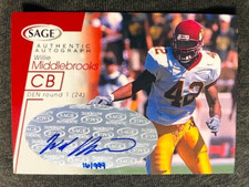 2001 Sage #A31 Willie Middlebrooks Rookie RC Auto Autograph Card Red /999 Rare. rookie card picture