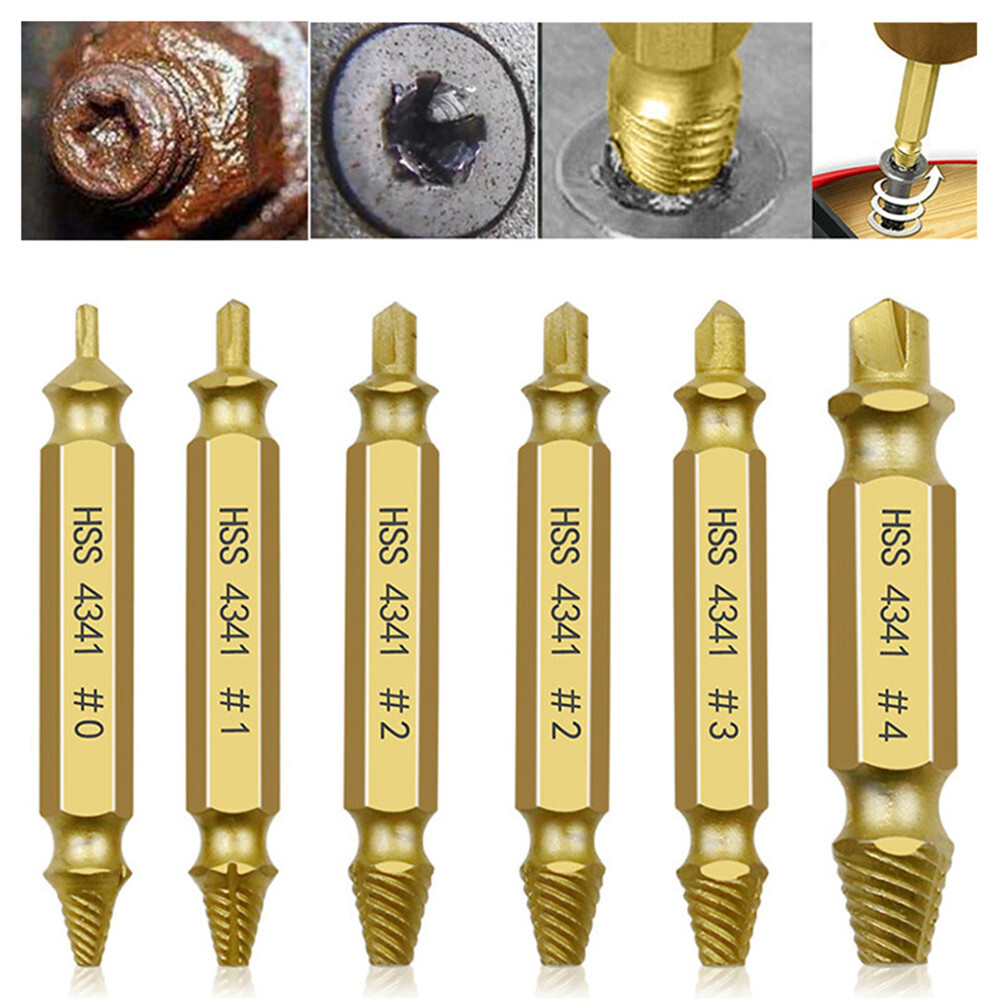 6pcs Damaged Screw Extractor Kit for Stripped or Broken Screw Removal