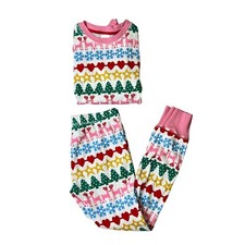 Boden Girls Christmas Fair Isle Snug Long John Pajamas Size 10Y