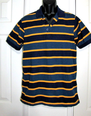 Navy Blue Polo T Shirt With Yellow Lining On Collar Men's Lining