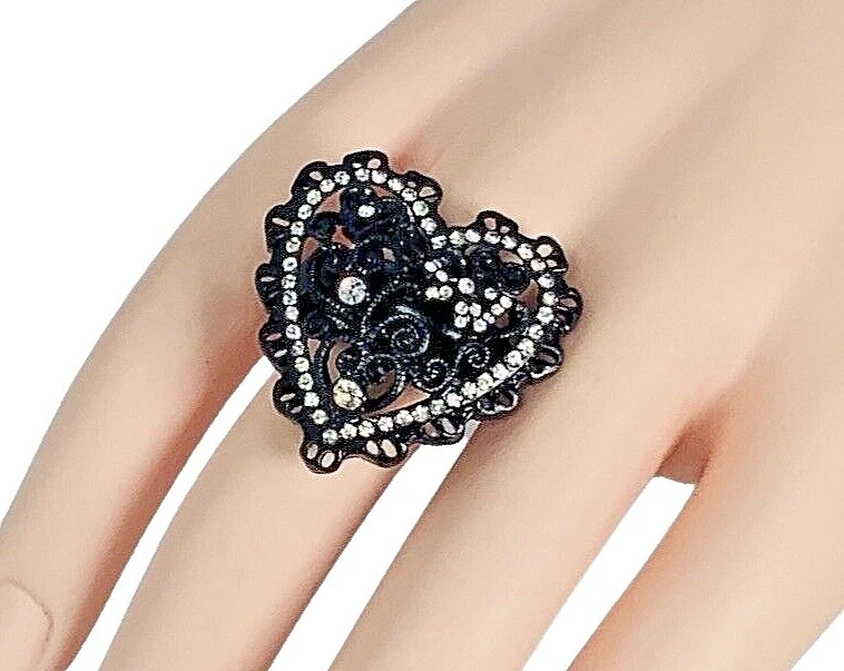 Betsey Johnson Black Fashion Rings