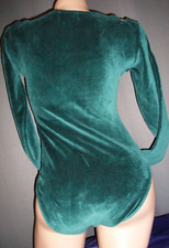 Vtg GK Style Velvet Long Sleeve Bodysuit Leotard M