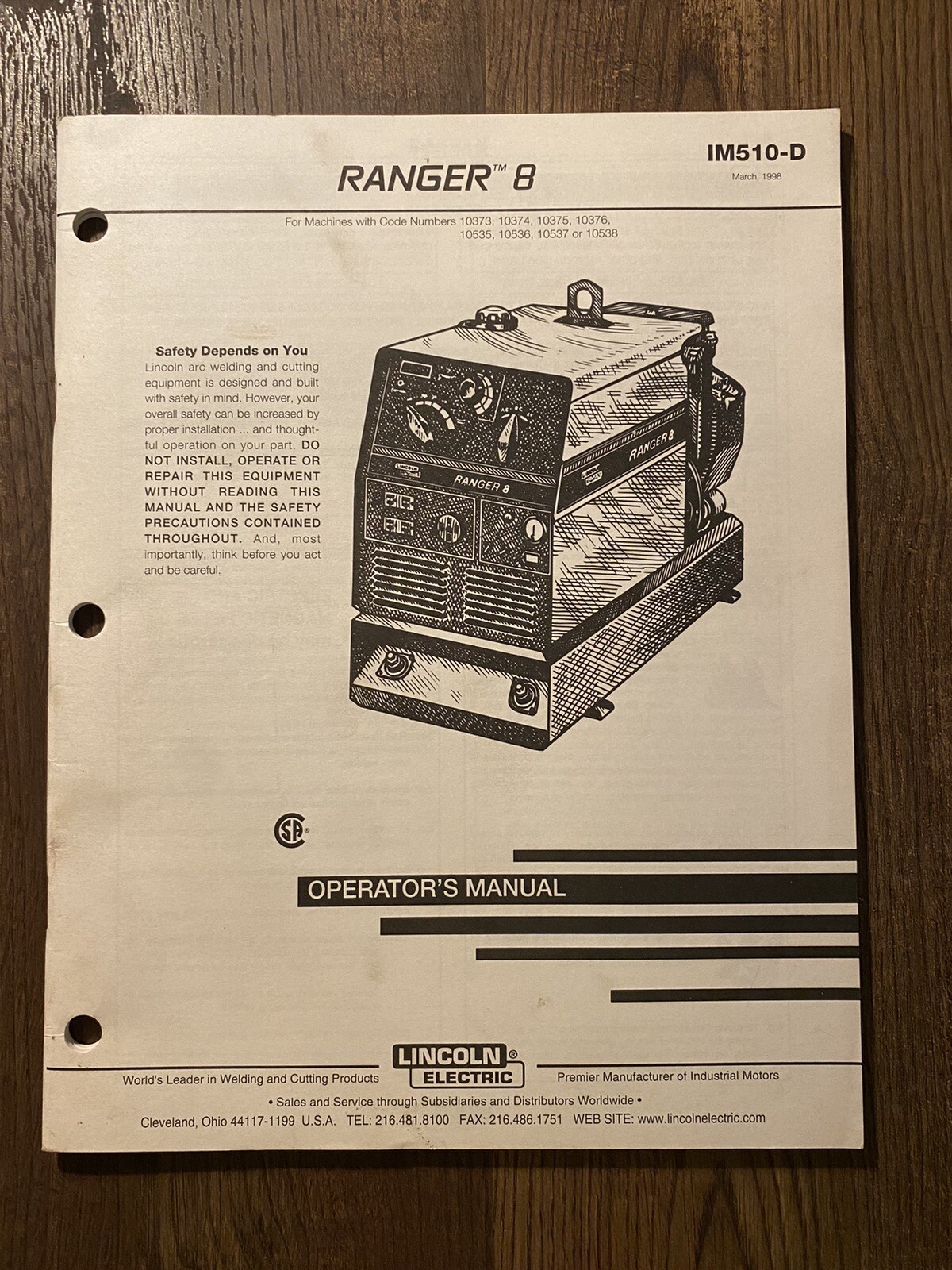 LINCOLN Ranger 8 Operators Manual Welder Parts Catalog IM510-D Onan P216  P218 | eBay