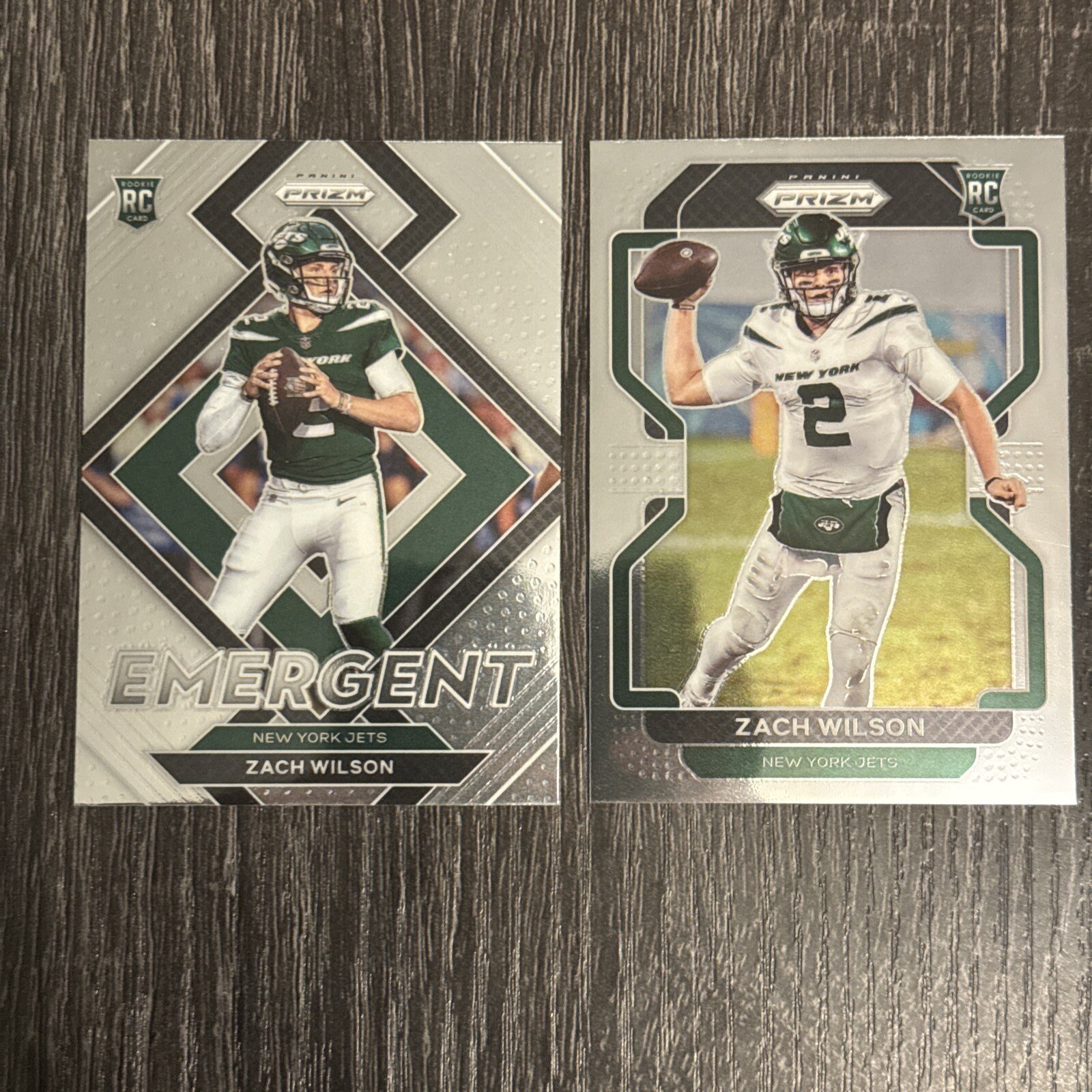 2021 Panini Prizm Football Zach Wilson Base And Emergent ROOKIE RC New York Jets