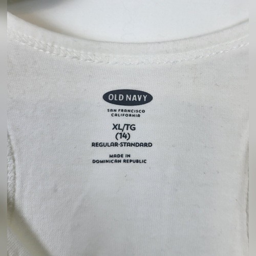Old Navy Girls White Floral Gold Embellished Razorback Summer Tank Top XL/14 New - 第 2/5 張圖片