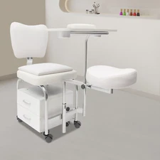 Nail Table Trolley Beauty Spa Manicure Pedicure Chair Adjustable Station+Drawer