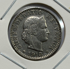 1913 Switzerland 20 Rappen Coin