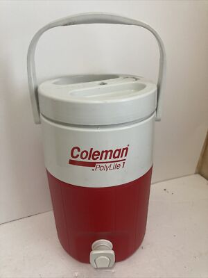 Coleman PolyLite 1 Cooler Water Jug 5591 A Red White. Pour Spout
