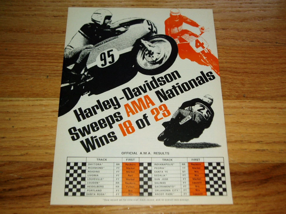 Harley-Davidson KRTT 1968-1969 ANUNCIO ORIGINAL *KR/XR/750/TT/XR750/tanque de combustible/horquilla/HD Foto 2 de 2