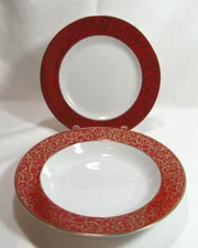 MIKASA Fine China Made in Thailand PARCHMENT RED 1 Salad Plate 1 Rim Soup Bowl