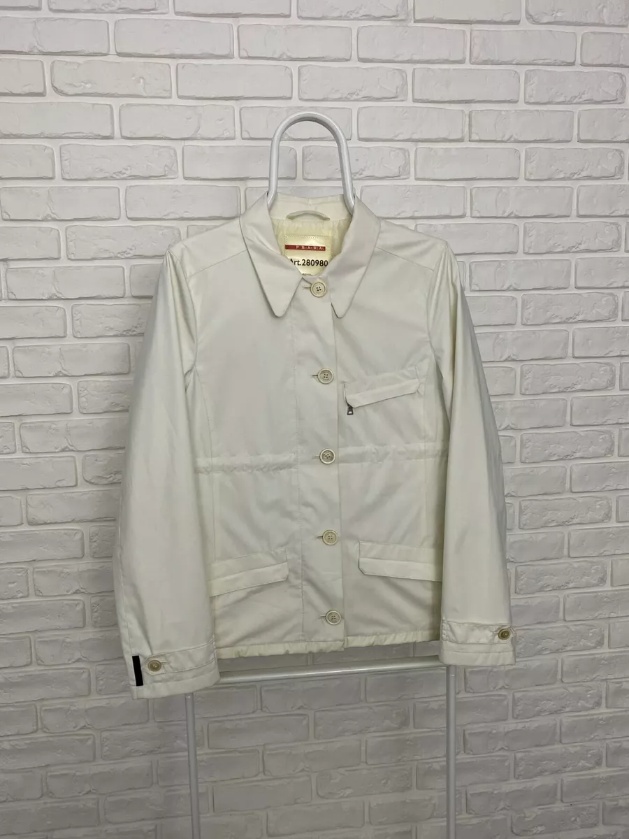 Authentic Women's Prada Nylon Jacket Windstopper Beige Full Zip Size 44