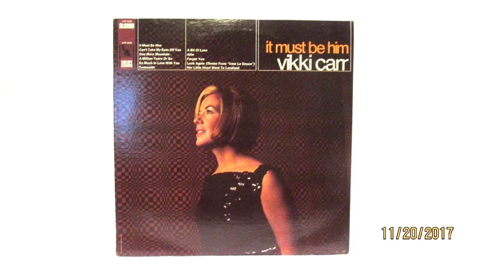 1967 Vikki Carr It Must Be Him Vinyl LP 33 Record Liberty LST 7533  - Image 2 of 4