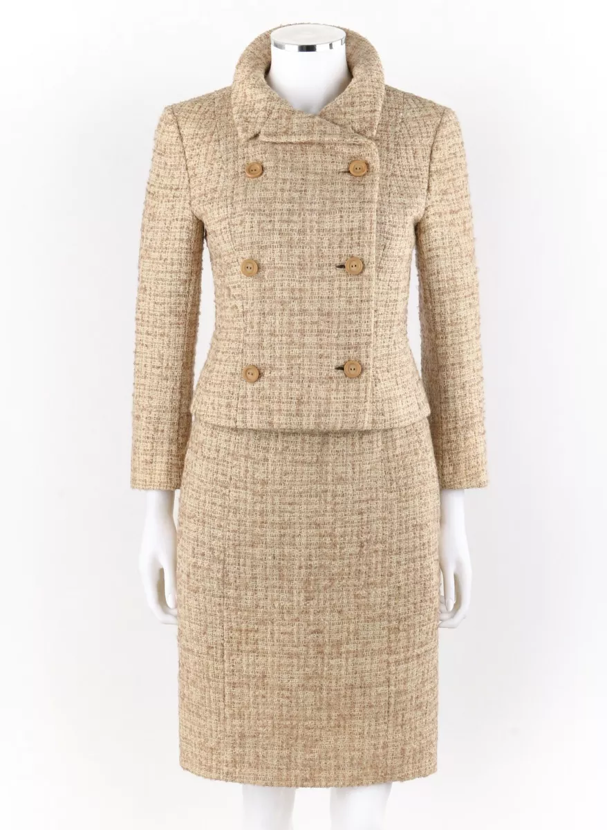 EISA c.1950's CRISTOBAL BALENCIAGA Tweed Double Breasted Jacket Skirt Suit  Set