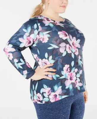 Ideology Plus Size Printed Keyhole-Back Top Size 3XL